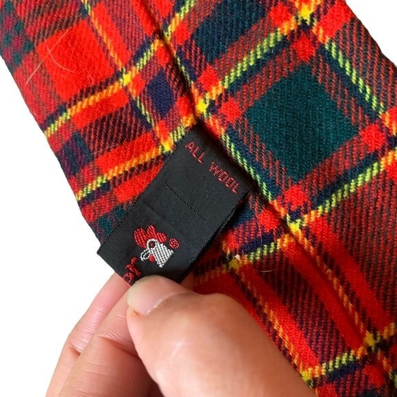 Vintage Wool Plaid Square Bottom Necktie 1970s - Picture 5 of 8